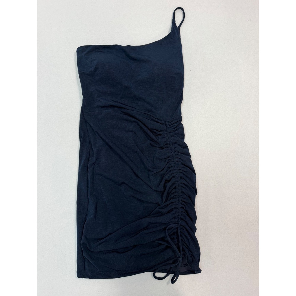 Windsor Womens Navy Blue One Shoulder Ruched Side Mini Bodycon Dress Size Small